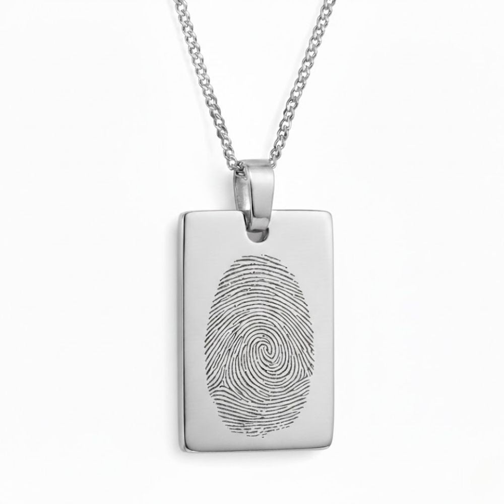 Vingerafdruk Ketting – Vierkante Hanger